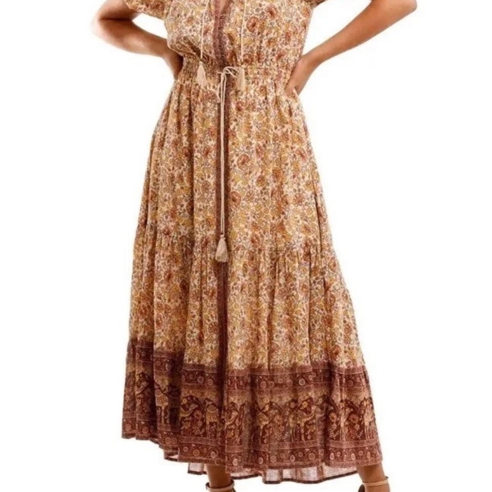 Spell and Gypsy floral sundown gown in spice boho camel print